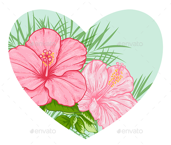 Tropical Floral Heart - Flowers & Plants Nature