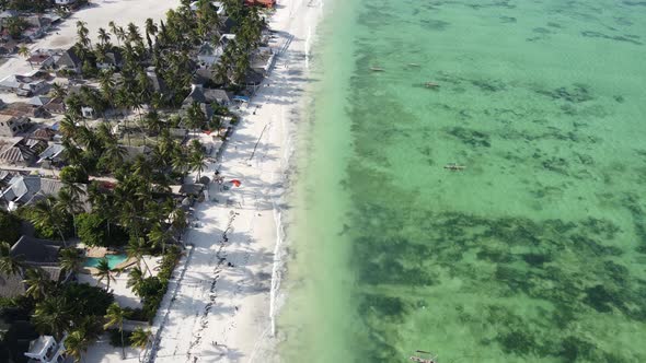Boats in the Ocean Near the Coast of Zanzibar Tanzania Slow Motion alt