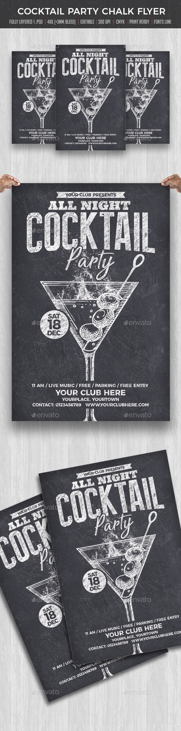 Cocktail Party Chalk flyer - Clubs & Parties Events