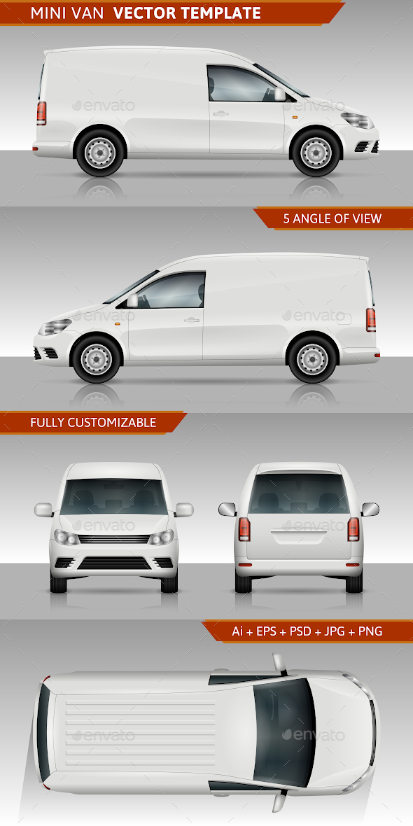 Mini Van Vector Template - Man-made Objects Objects