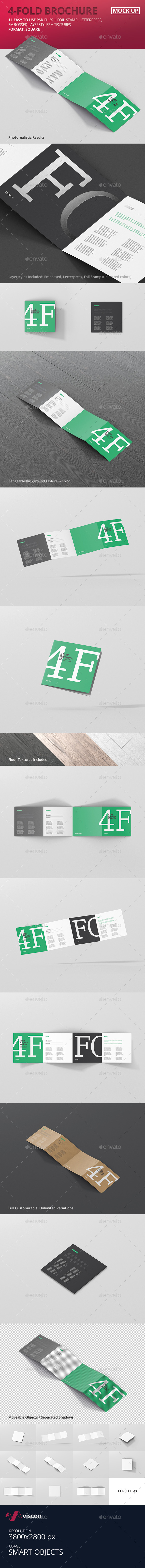 4-Fold Brochure Mockup - Square - Brochures Print