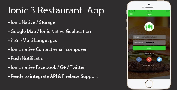 Ionic 3 Restaurant app with Firebase - CodeCanyon Item for Sale