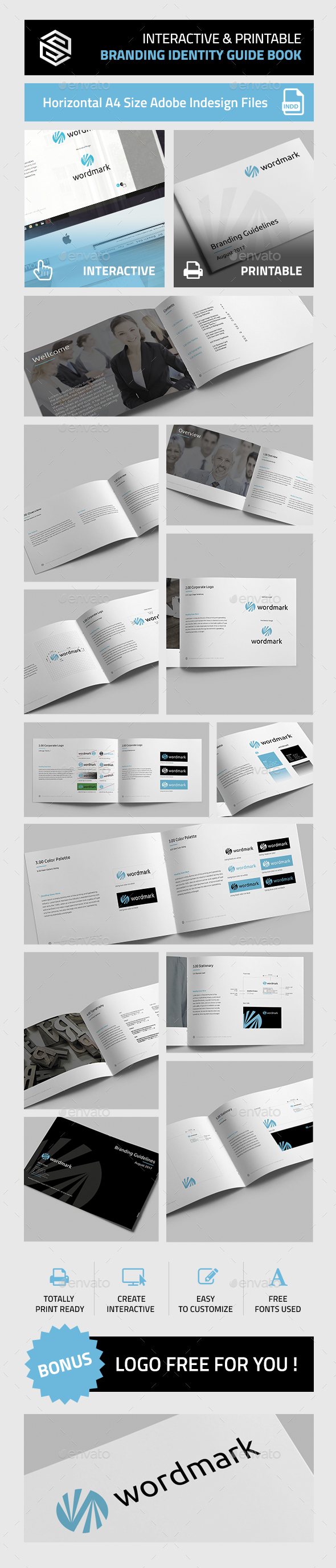 Interactive & Printable Branding Identity Guidelines Book - Corporate Brochures