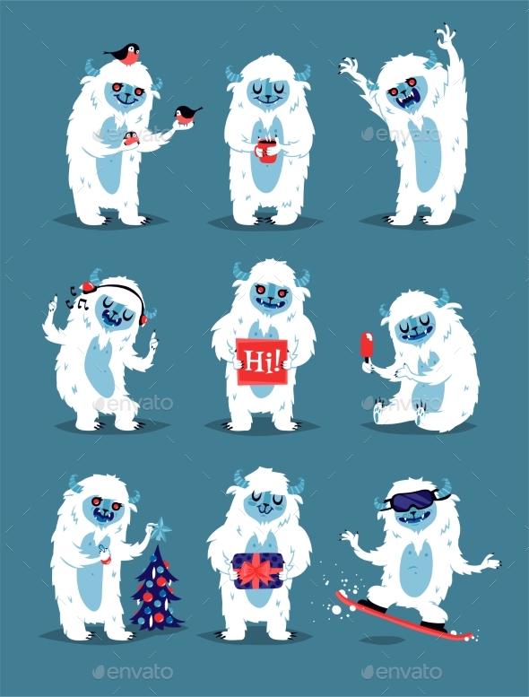 Yeti Abominable Snowman, Bigfoot Sasquatch - Animals Characters