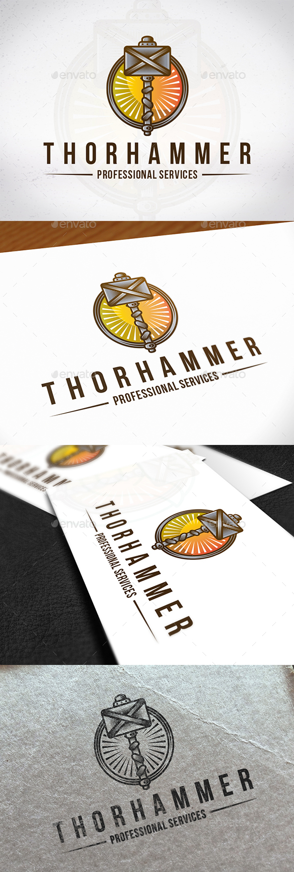 Thor Hammer Logo Crest - Objects Logo Templates