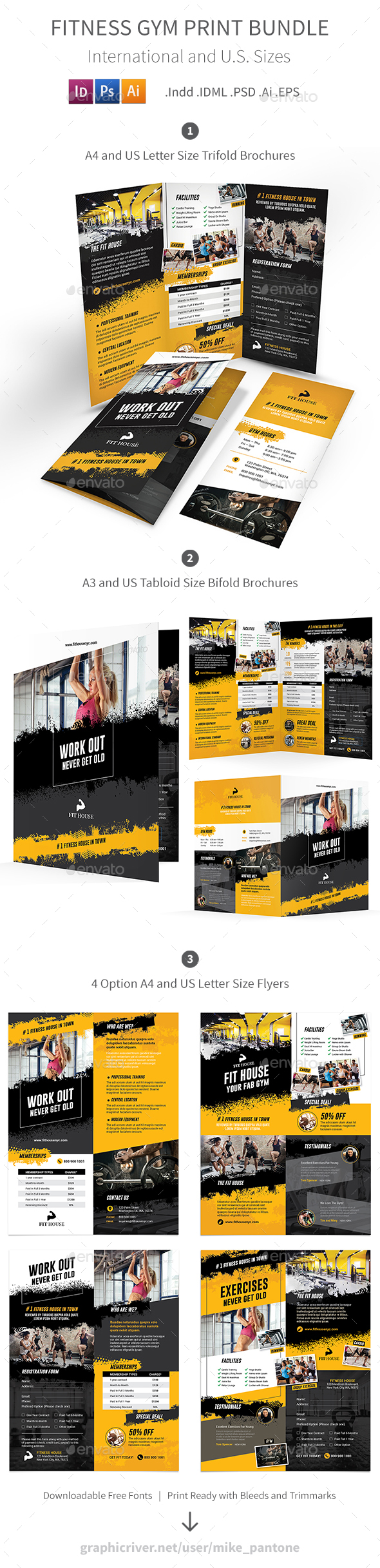 Fitness Gym Print Bundle 5 - Informational Brochures