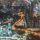 Road in Dubai Downtown with Night Traffic and Illuminated Skyscrapers - VideoHive Item for Sale