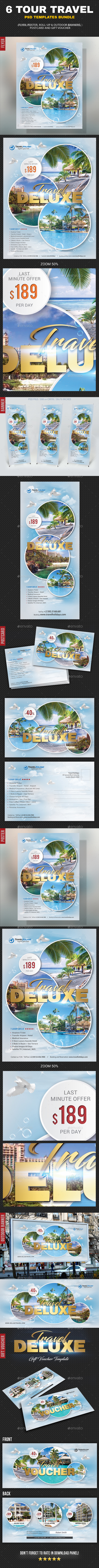 6 in 1 Tour Travel Templates Bundle - Signage Print Templates