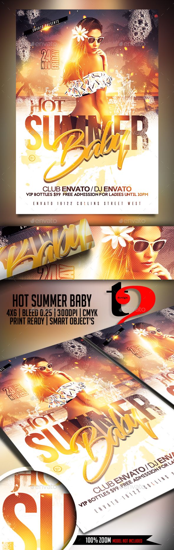 Hot Summer Baby Flyer Template