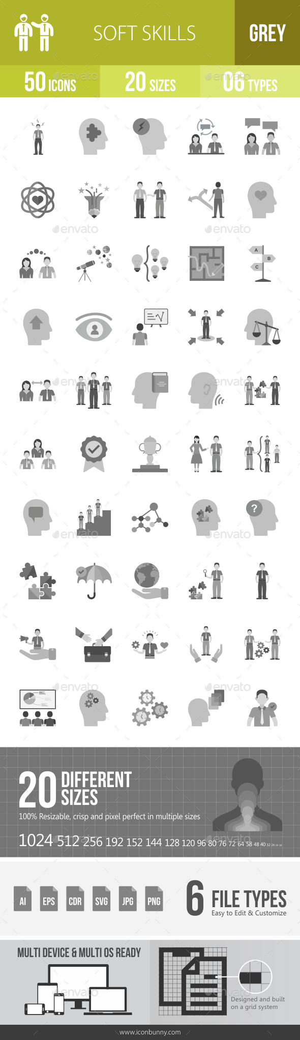 Soft Skills Greyscale Icons - Icons