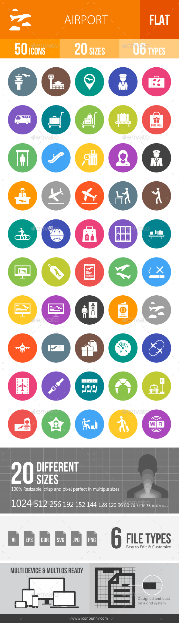 Airport Flat Round Icons - Icons