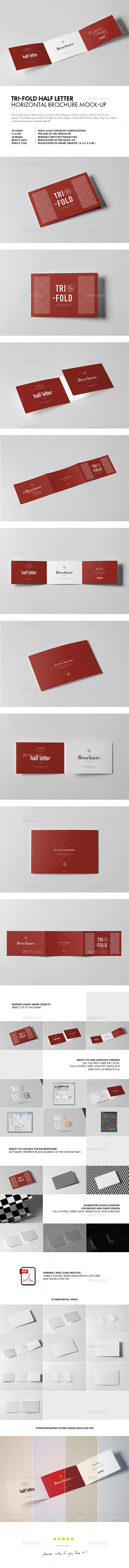 Tri-Fold Half Letter Horizontal Brochure Mock-up - Brochures Print