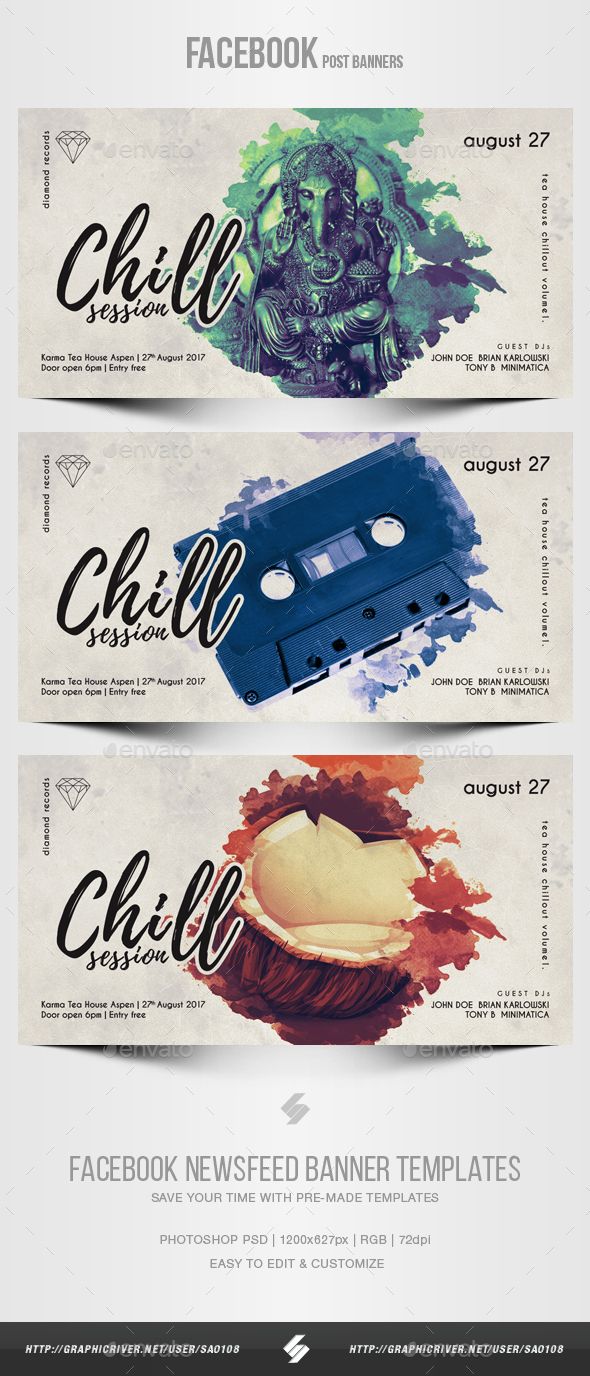 Electronic Music Party vol.24 - Facebook Post Banner Templates - Social Media Web Elements