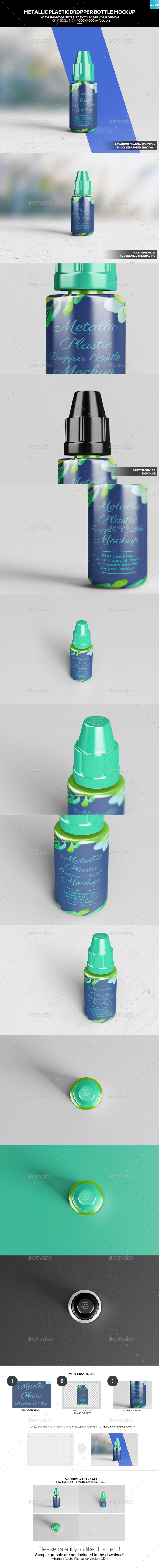 Metallic Plastic Dropper Bottle Mockup - Miscellaneous Packaging