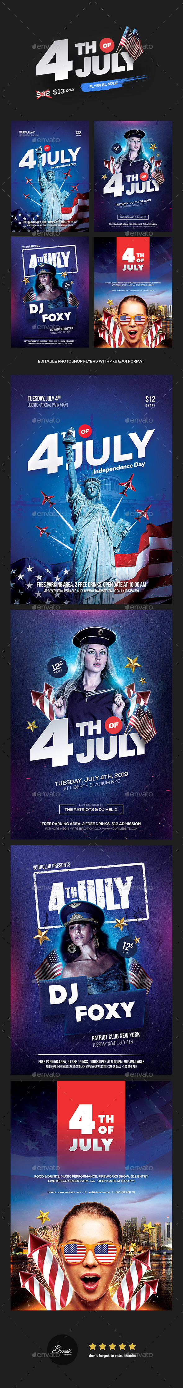 4th of July Flyer Bundle (4 in 1) - Holidays Events