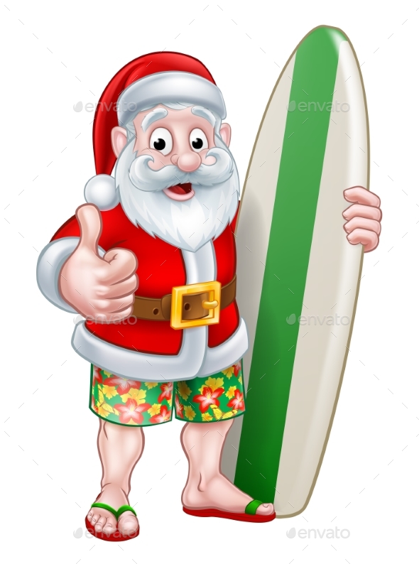 santa in shorts holding surfboard by krisdog graphicriver santa in shorts holding surfboard by krisdog graphicriver
