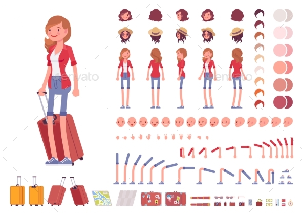 Tourist Female Character Creation Set - People Characters