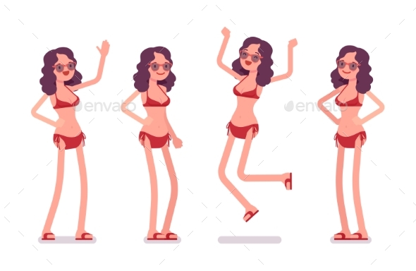 Woman in a Bikini Set, Positive Emotions - People Characters
