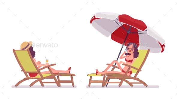 Woman in a Bikini Set Relaxing and Sunbathing - People Characters
