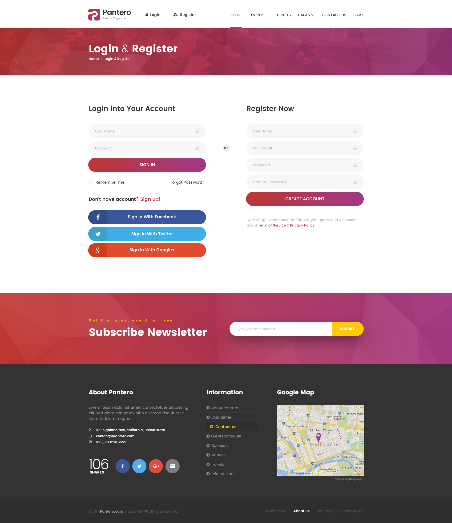 Pantero - Event & Conference PSD Template