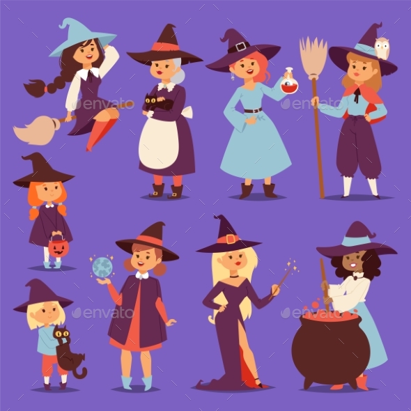 Witch Hag Harridan Vixen with Broom - People Characters
