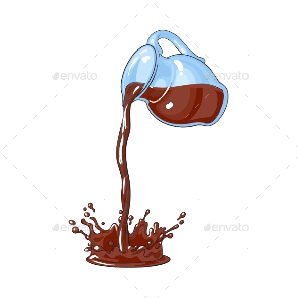 Chocolate Milk or Cocoa Drink Pouring From Jar - Food Objects
