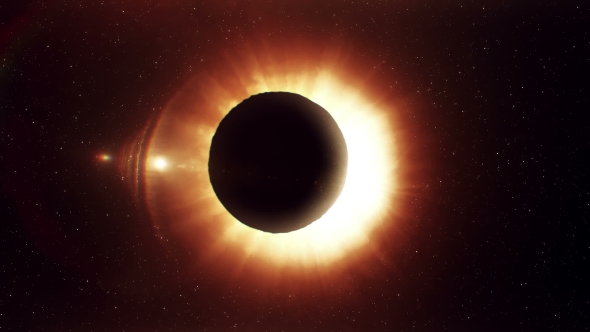 Solar Eclipse Caused By a Lunar Event with Ring of Fire, Motion Graphics