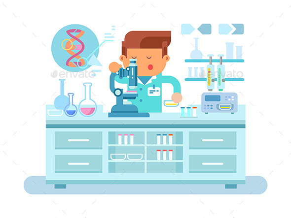 Genetics Doctor During Work at Laboratory - People Characters