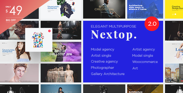 Nextop WordPress theme - Model Artist Talent Agency - Photographer - Gallery - Creative Elegant - Creative WordPress