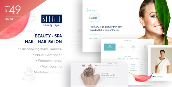 Bleute - WordPress theme Beauty | Spa | Hair Salon | Makeup | Hair | Yoga | Booking WooCommerce - WooCommerce eCommerce