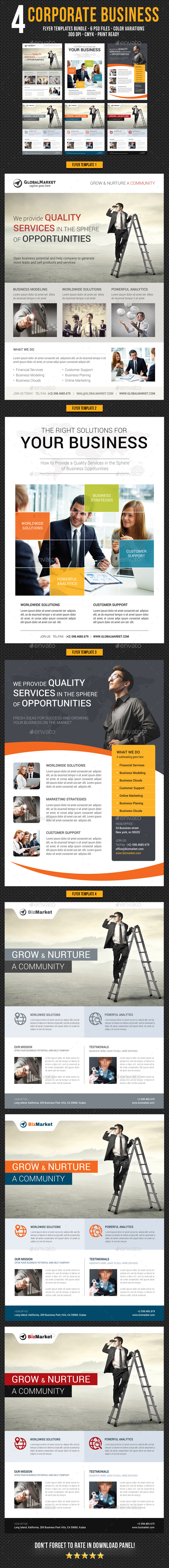 4 Corporate Business Flyer Templates Bundle V3 - Corporate Flyers