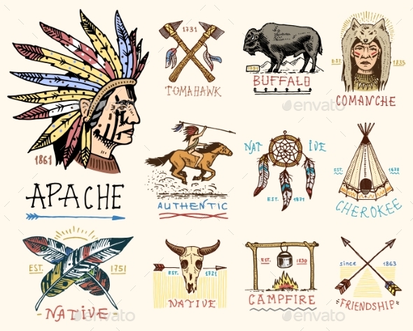 Set of Engraved Vintage Labels - Miscellaneous Vectors