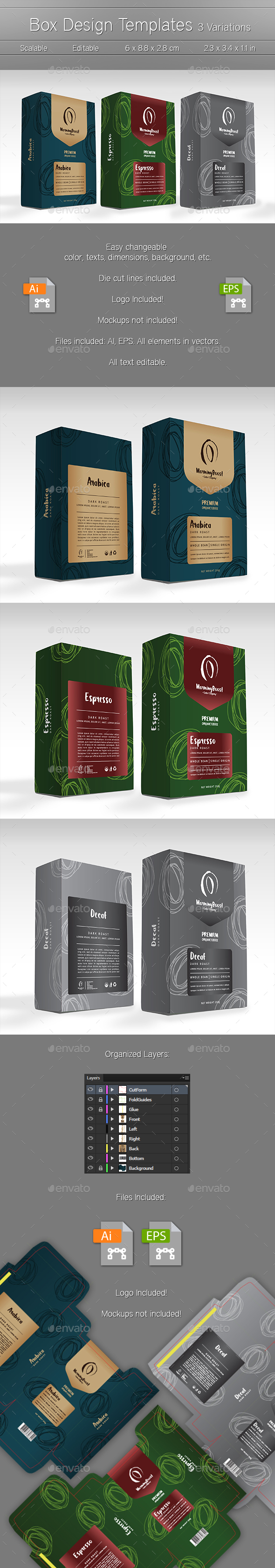 3 Box Package Design Templates - Packaging Print Templates