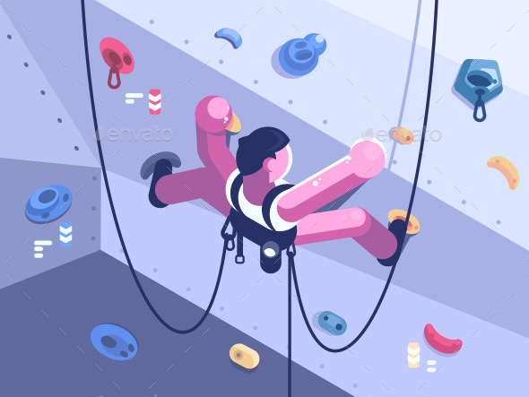 Climber Climbs Difficult Route - People Characters