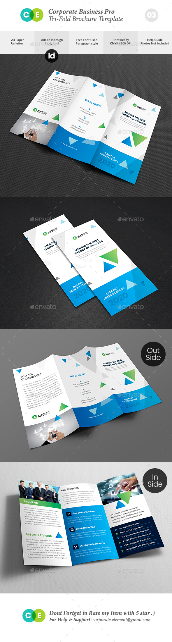 Corporate Business Pro Tri-Fold Brochure V03 - Brochures Print Templates