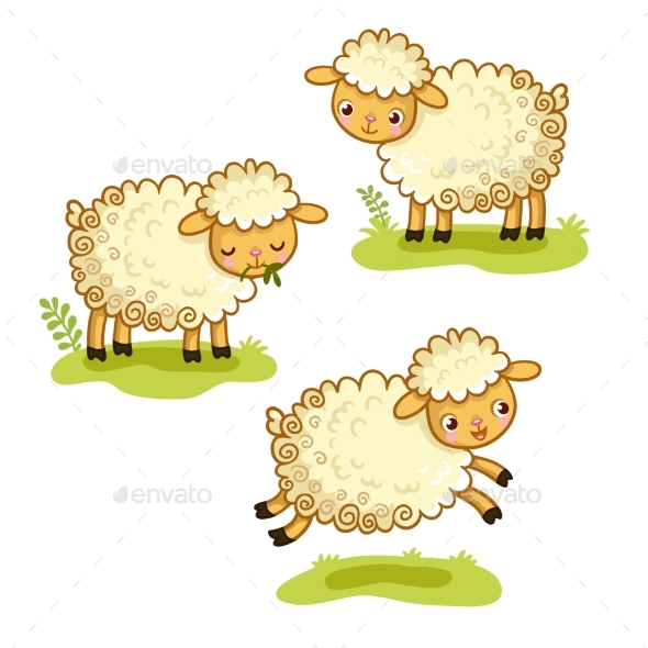 Cartoon Sheep Set - Animals Characters
