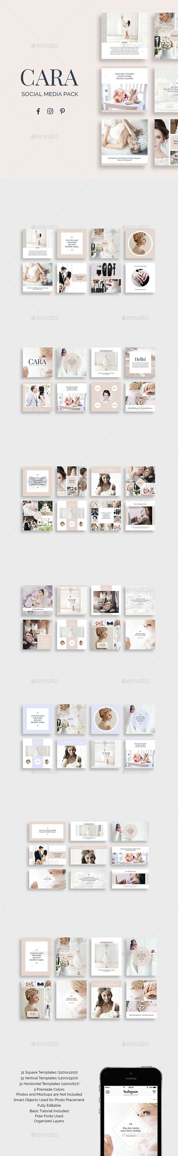 Cara Social Media Pack - Social Media Web Elements