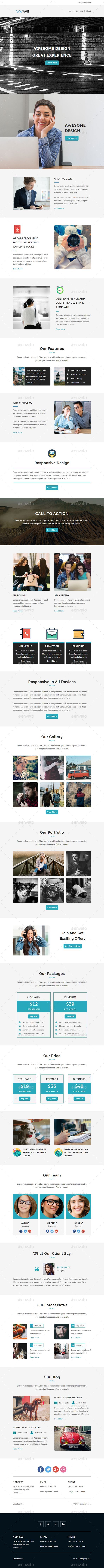 Wave - Email Newsletter PSD Template - E-newsletters Web Elements