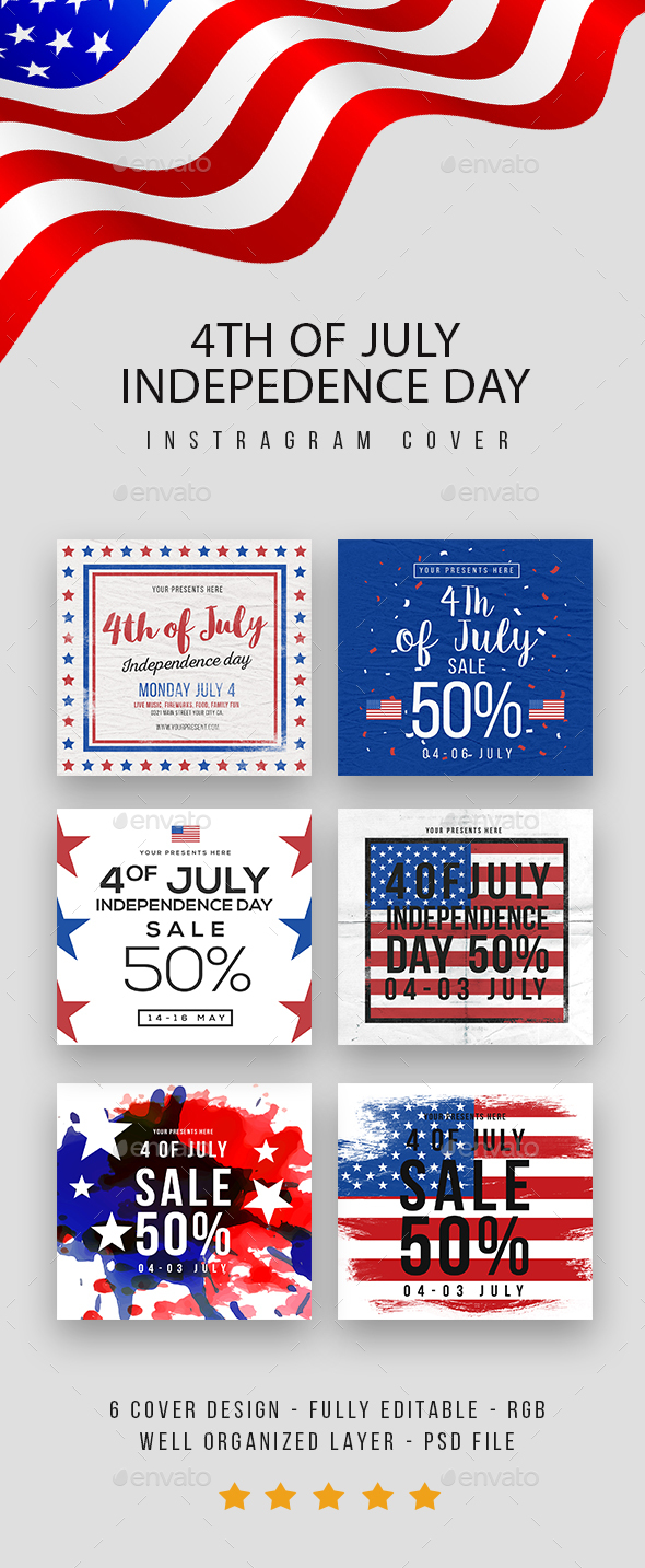 4 Of July Instagram Cover - Social Media Web Elements