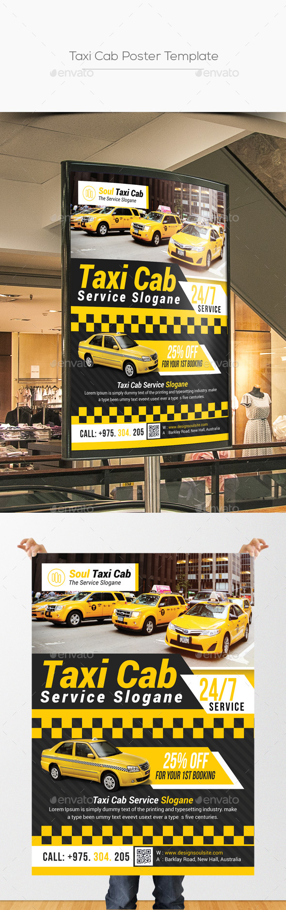 Taxi Cab Poster Template - Signage Print Templates
