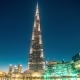 Dancing Fountain Near Burj Khalifa Illuminated By the City at Night. Burj Khalifa Is the Tallest - VideoHive Item for Sale