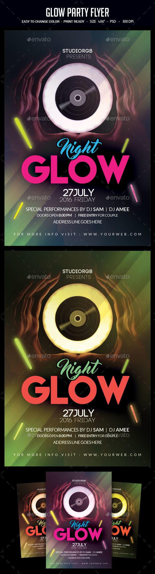 Glow Party Flyer - Clubs & Parties Events