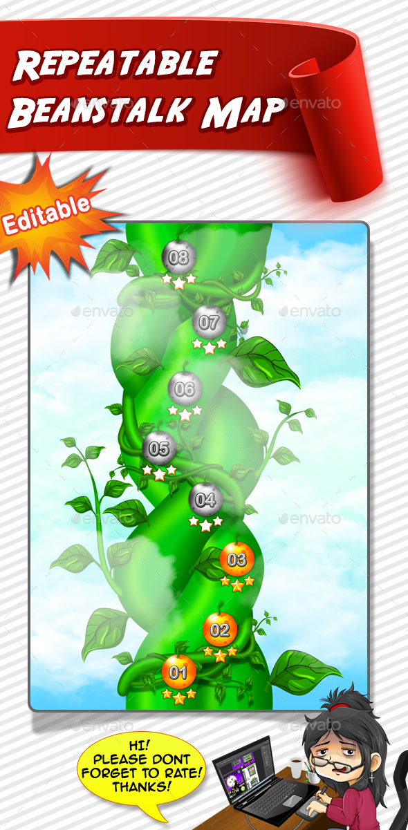 Repeatable Beanstalk - Game Map - Backgrounds Game Assets