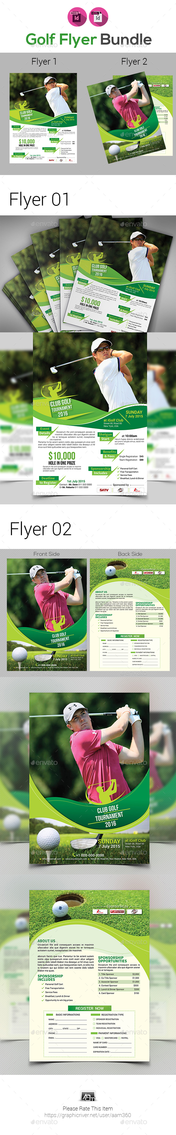 2 Golf Tournament Flyer Bundle - Sports Events