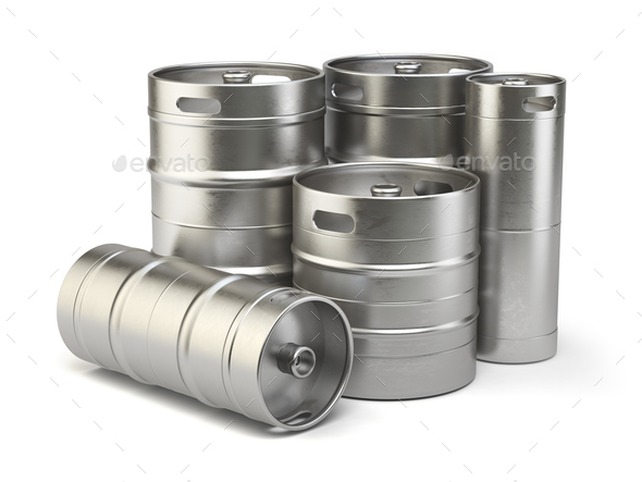 Download Metal Beer Kegs Isolated On White Background Stock Photo By Maxxyustas