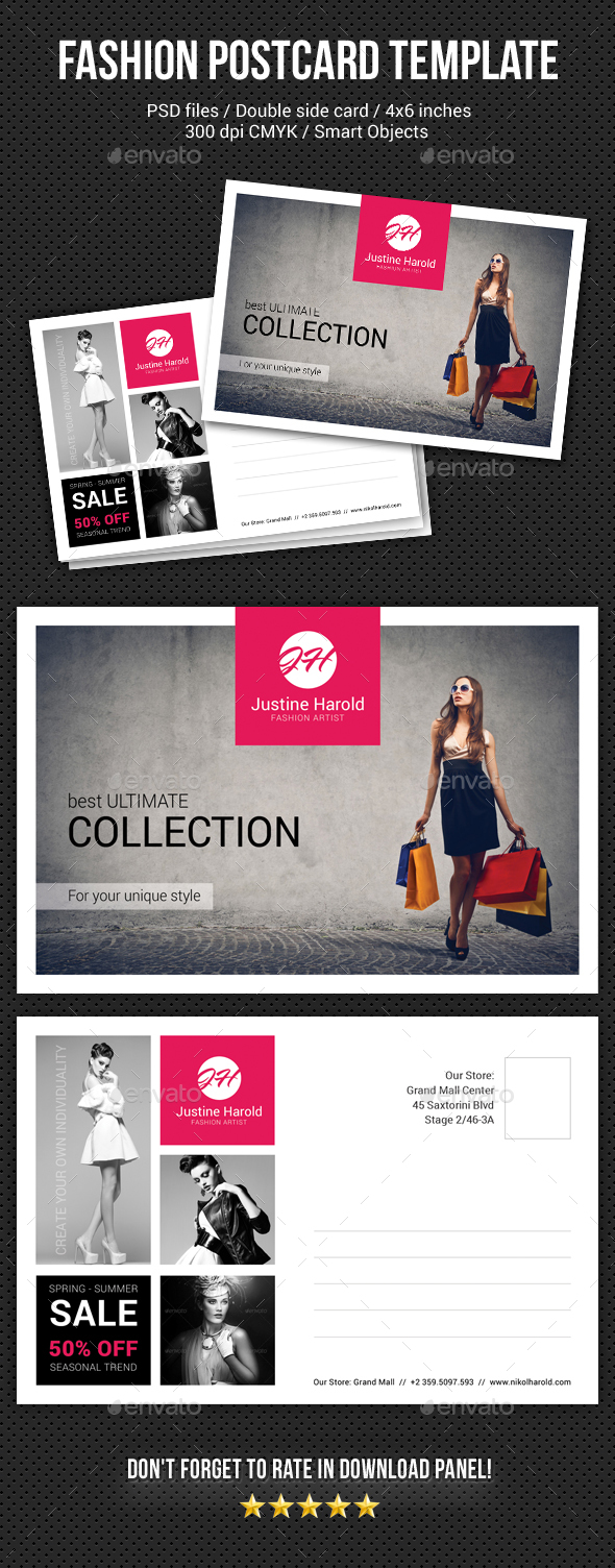 Fashion Postcard Template 2 - Cards & Invites Print Templates