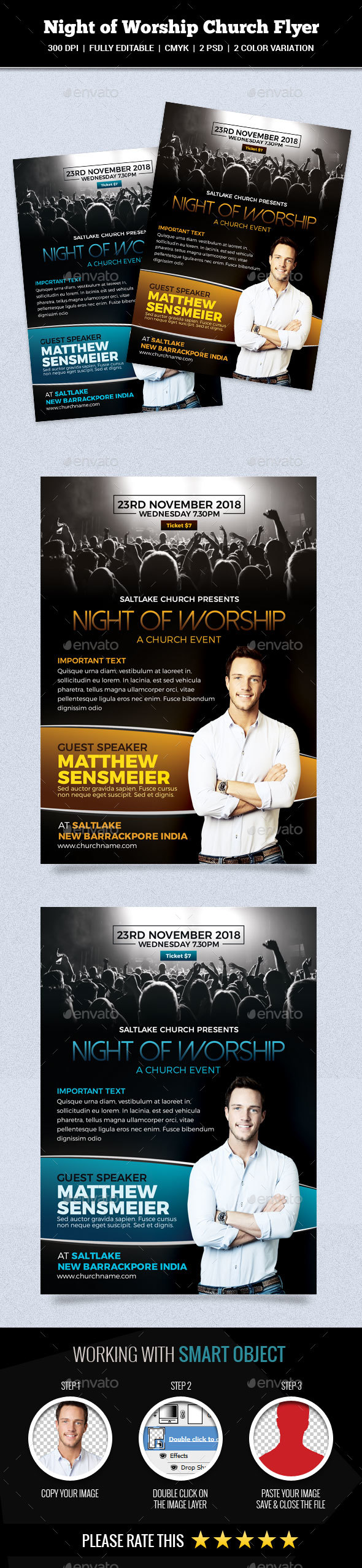 Night of Worship Church Flyer - Church Flyers