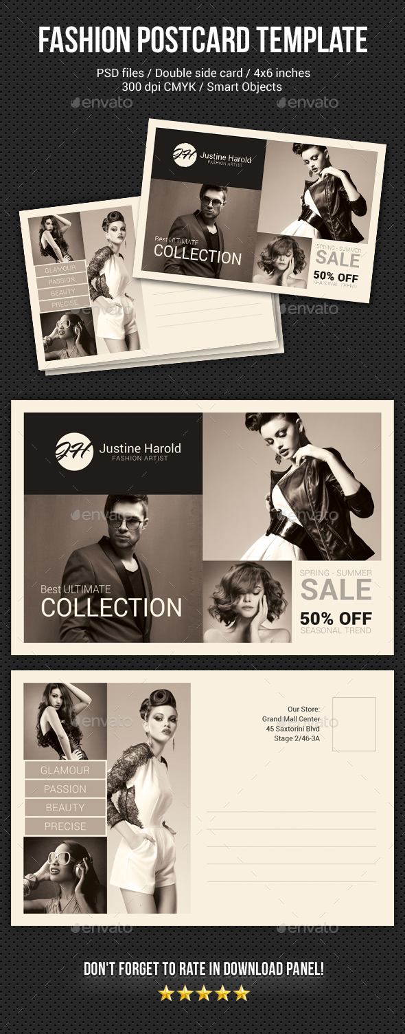 Fashion Postcard Template 3 - Cards & Invites Print Templates