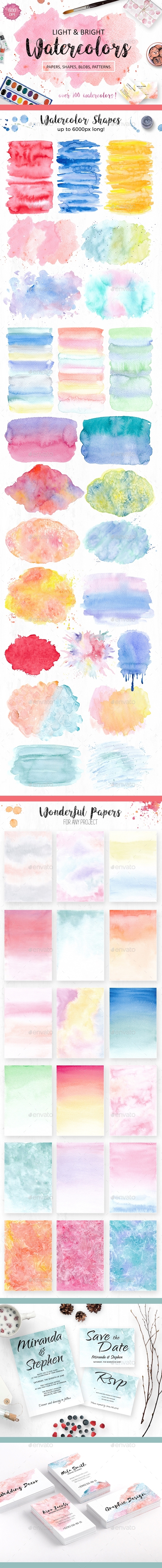 Watercolor Textures Pack - Decorative Graphics