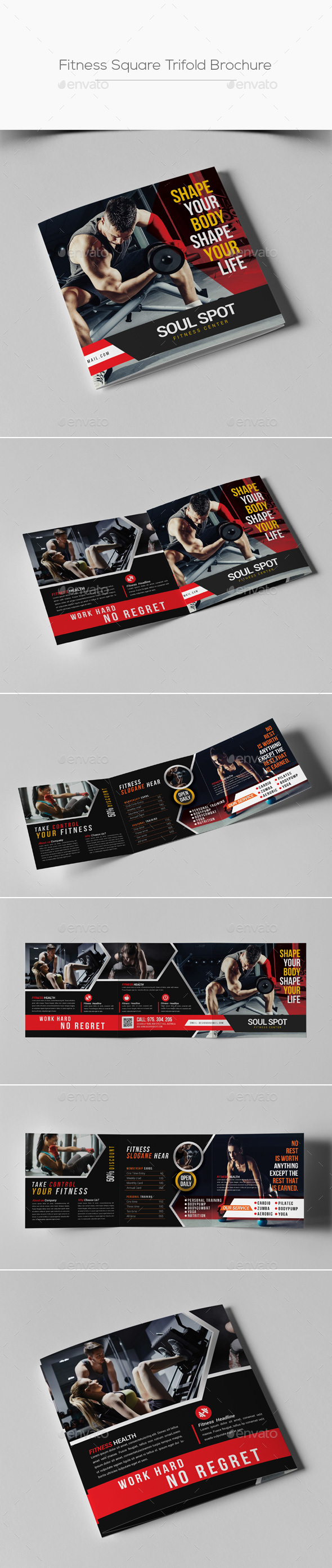 Fitness Square Trifold Brochure - Corporate Brochures